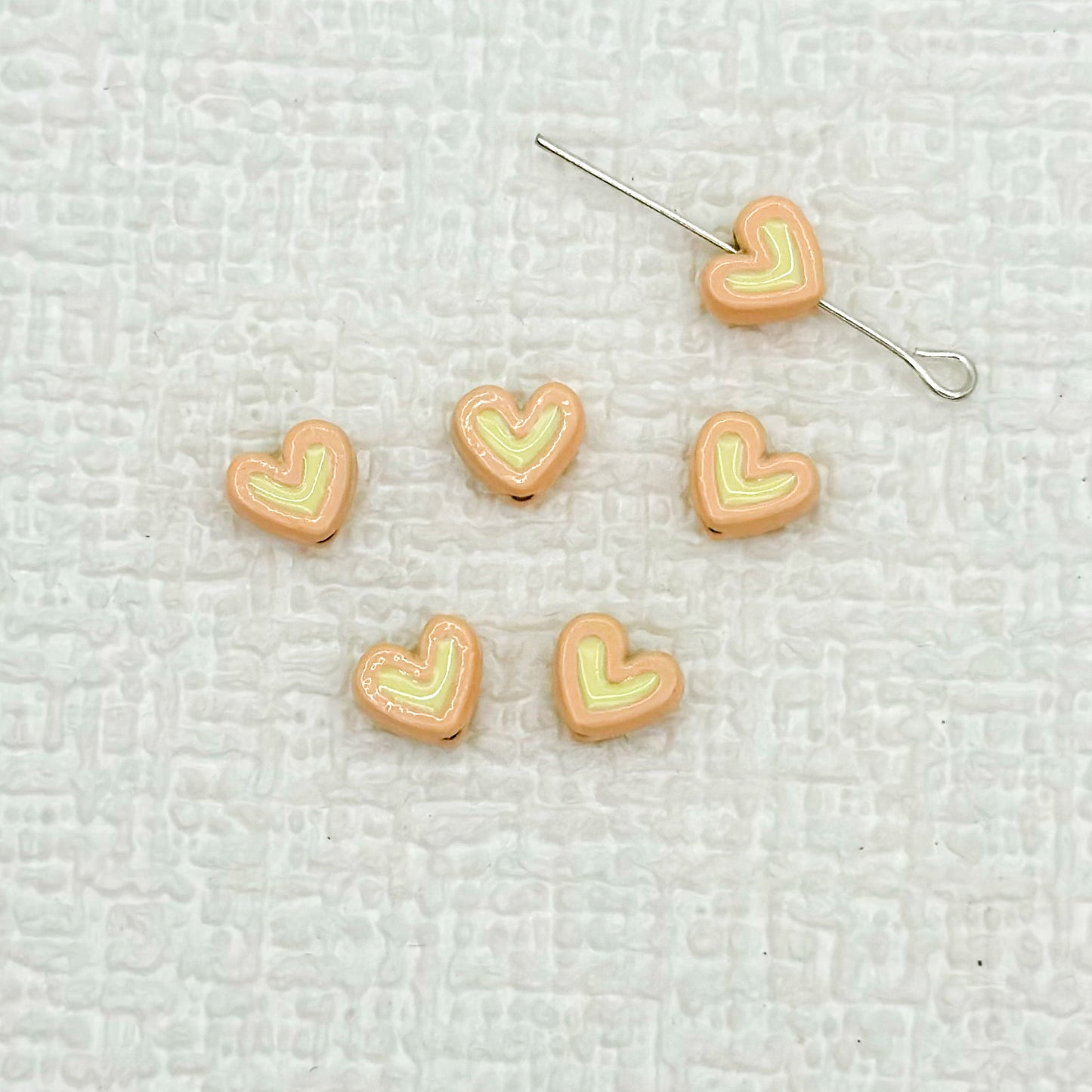 Heart Metal Beads 8mm Two-Tone Enamel Baked Finish 20pcs 9