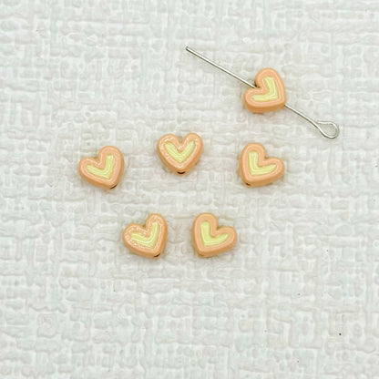 Heart Metal Beads 8mm Two-Tone Enamel Baked Finish 20pcs 9