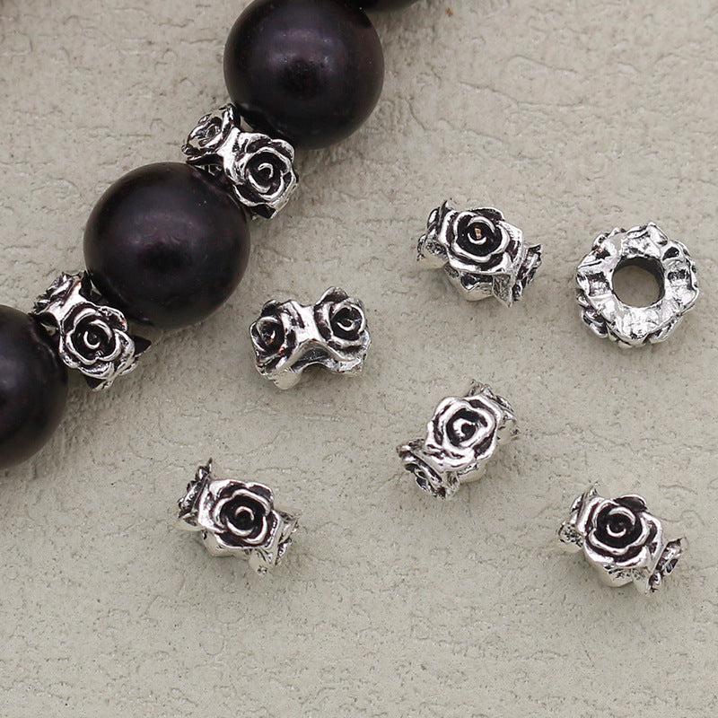 Alloy Rose Ring Spacer Beads 8mm Antique Silver 100pcs