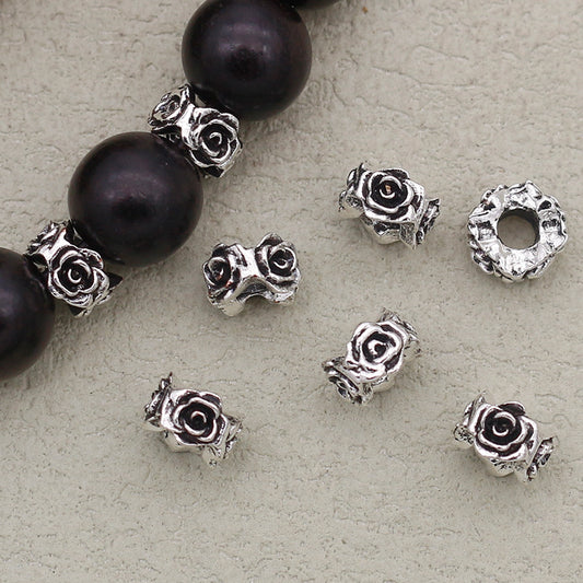 Alloy Rose Ring Spacer Beads 8mm Antique Silver 100pcs