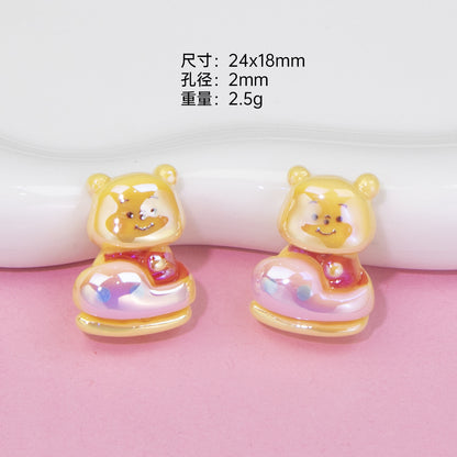 Glossy Pastel Resin Bear Resin Beads Playful Charm 10pcs 10