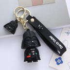 Silicone Samurai Keychain Black White Monochrome Cartoon Charm 4