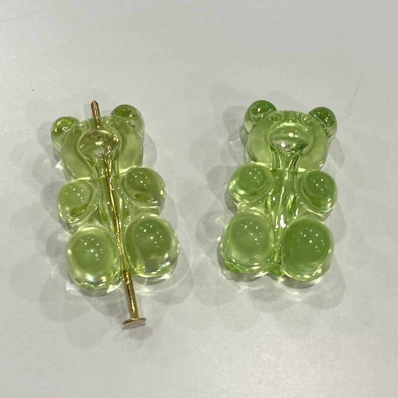 Clear Candy Colored Teddy Bear Acrylic Beads 12x18mm 10pcs 10