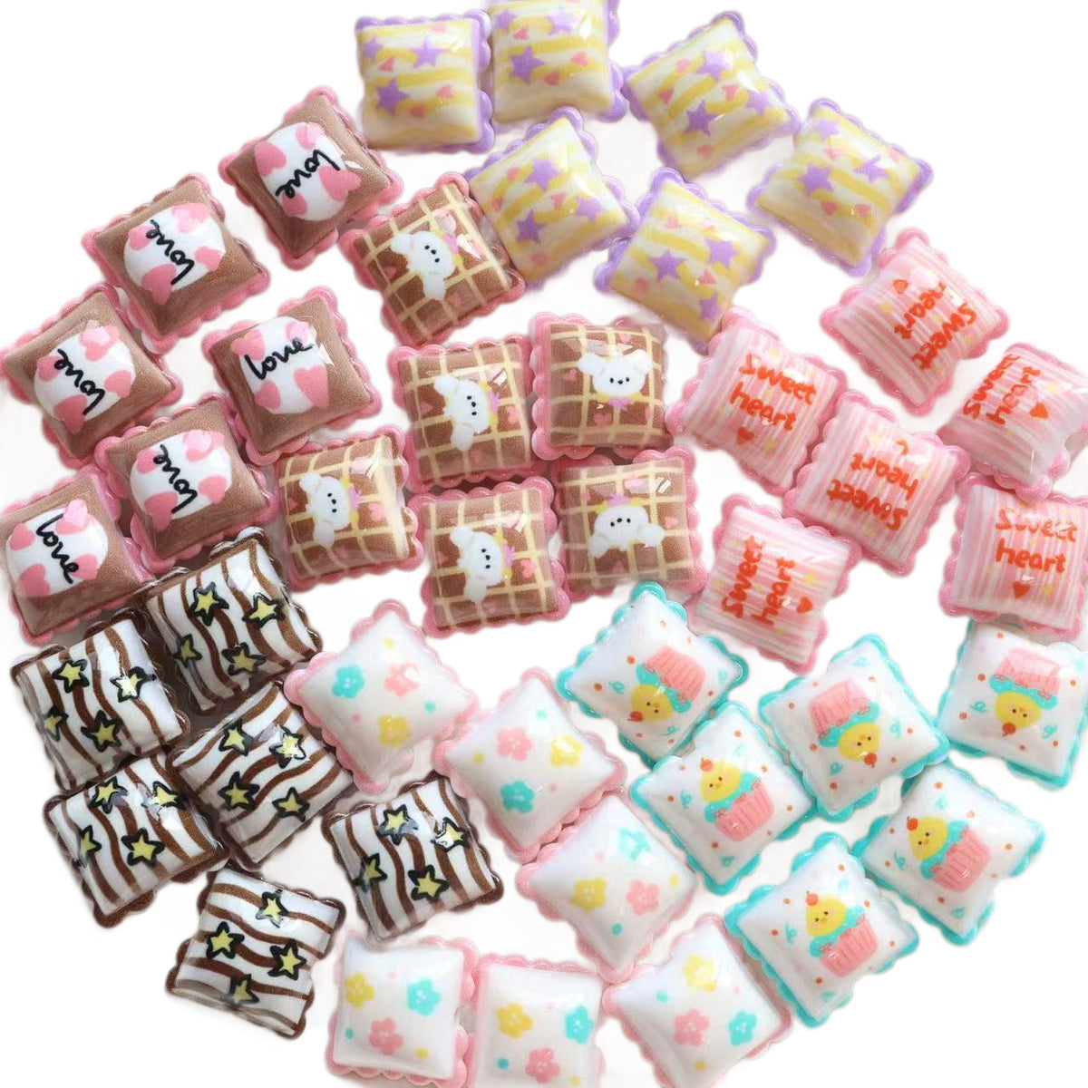 Cartoon Lace Pillow Acrylic Beads 19mm Colorful Mixed 20pcs 5