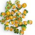 Lampwork Glass Beads Persimmon Transparent 13mm Handmade 10pcs