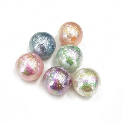 Plating Round Acrylic Beads 16mm Iridescent Wrinkle Texture 50pcs 5