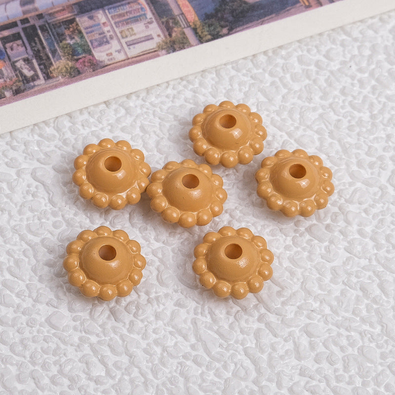 Acrylic Flower Spacer Beads 9mm Baking Painted 100pcs 6