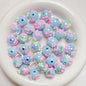 Hand Painted Rhinestone Flower Acrylic Round Beads 16mm 5pcs 25