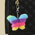 Plush Striped Butterfly Keychain Cartoon Zinc Alloy Colorful Soft