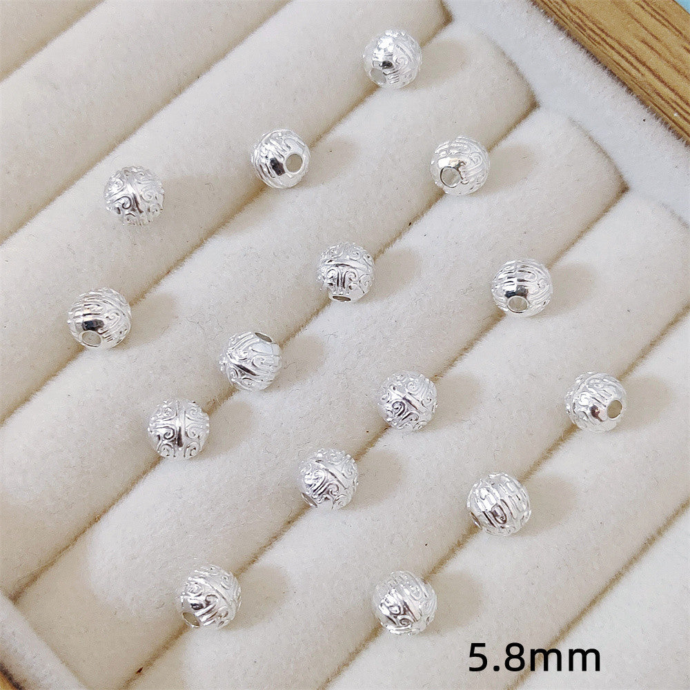 Round Metal Beads 5.8mm Tibetan Pattern Antique Silver Gold Tone 100pcs 2