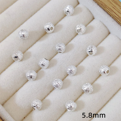 Round Metal Beads 5.8mm Tibetan Pattern Antique Silver Gold Tone 100pcs 2