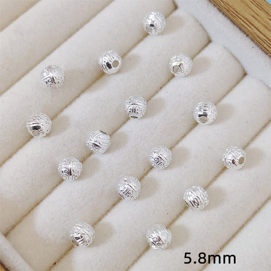 Round Metal Beads 5.8mm Tibetan Pattern Antique Silver Gold Tone 100pcs 2