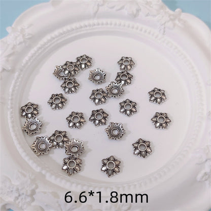Alloy Flower Spacer Beads 6mm Six Petal Tibetan Style 100pcs 3