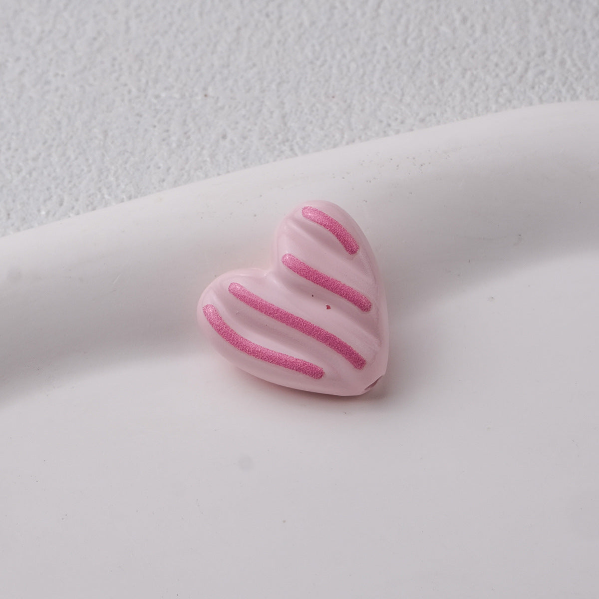 Wavy Stripe Heart Acrylic Beads 19mm Colorful Mixed 20pcs 5