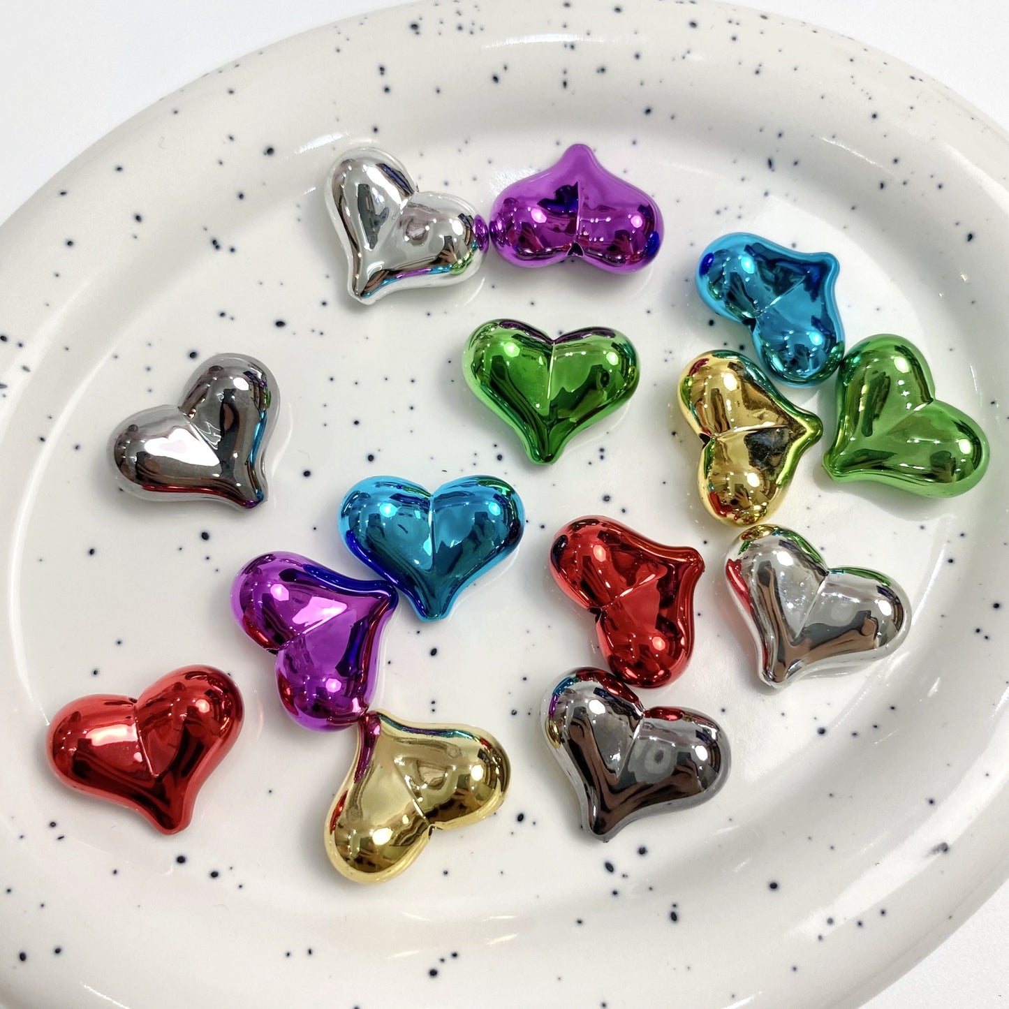 UV Plating Heart Acrylic Beads 22mm Metallic Colorful 20pcs 13