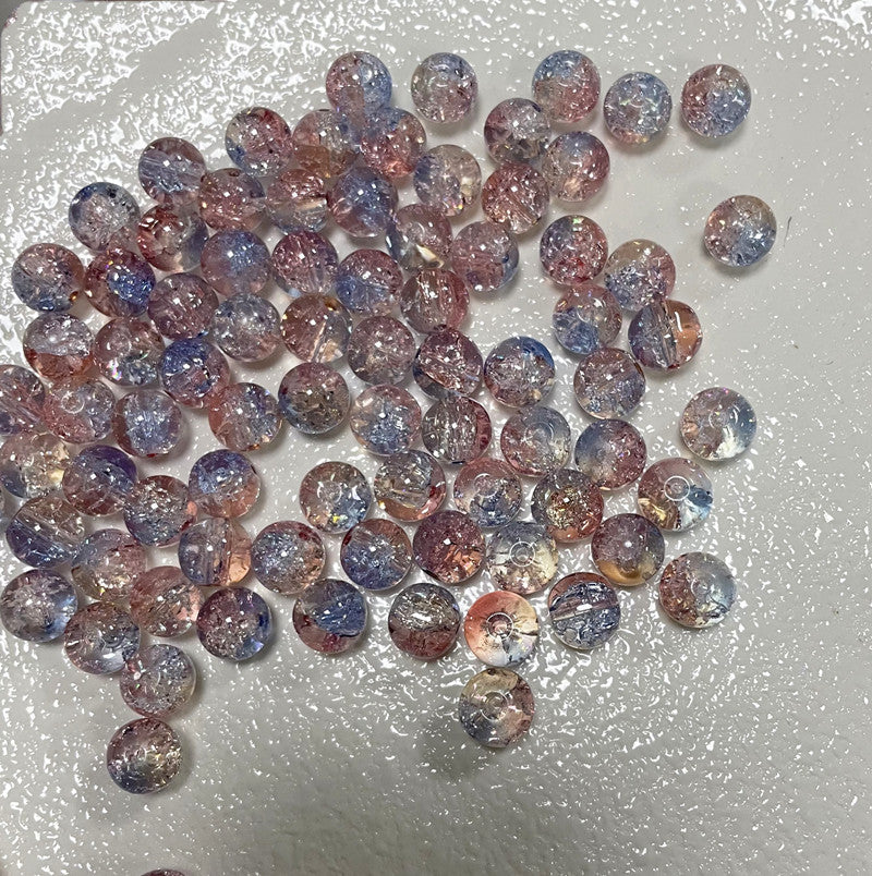 Crackle Round Glass Beads 10mm Vibrant Colors Sparkling Texture 100pcs 13
