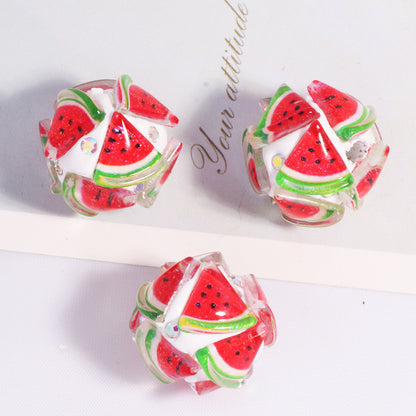 Embellished Bubblegum Beads 18mm Fruit Slice Colorful 10pcs 11