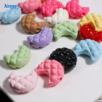 Painted Waffle Moon Acrylic Beads 20mm Glossy Colorful 30pcs 4