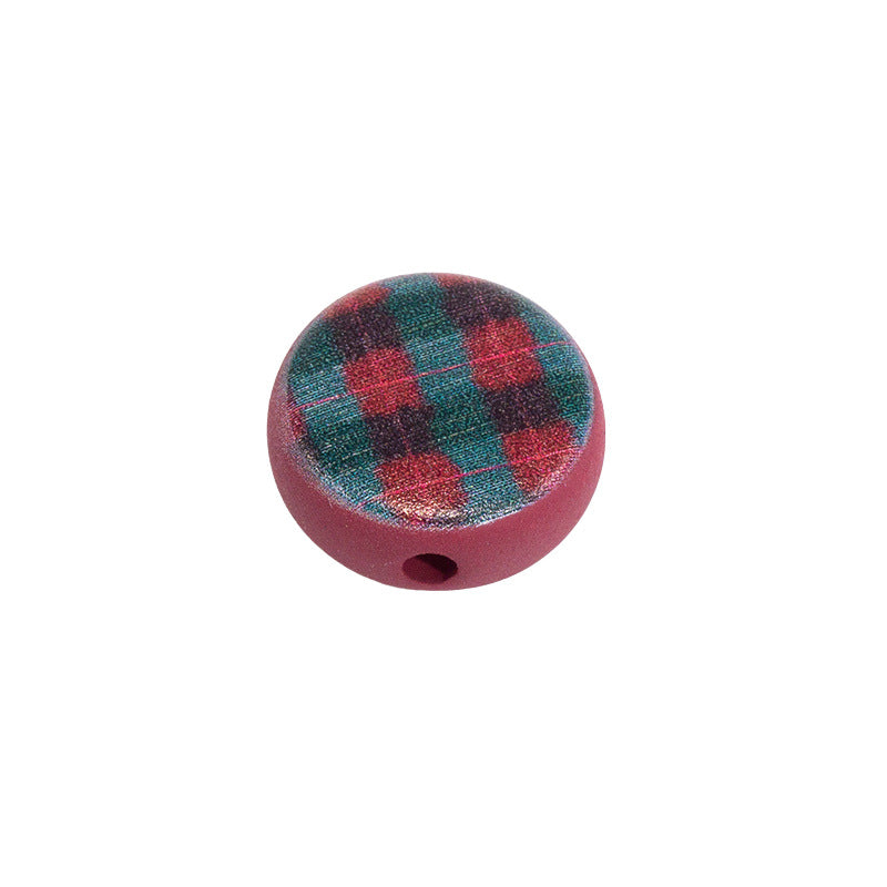 Flat Acrylic Beads 17mm Black Pink Strawberry Printed 20pcs 10
