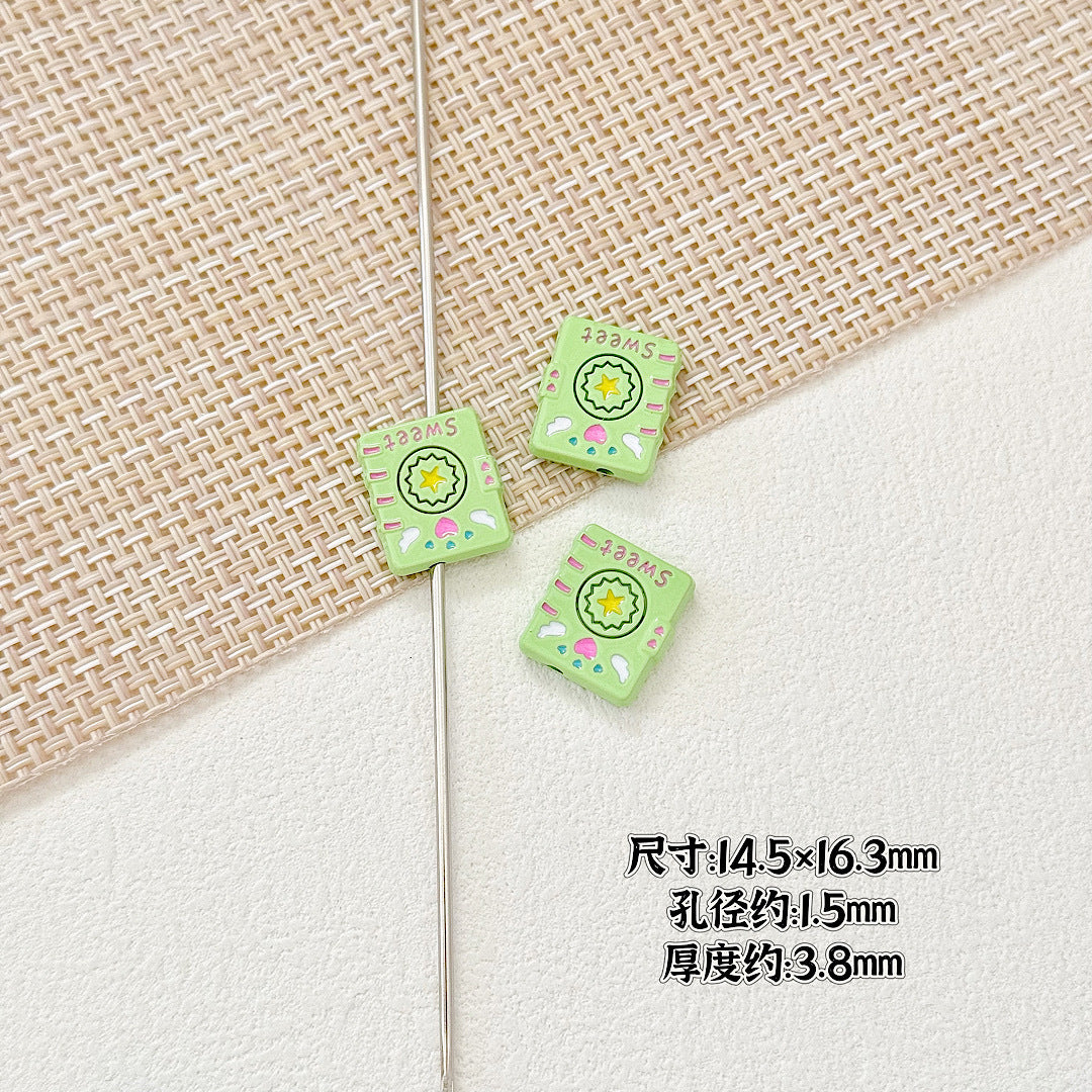 Baking Painted Magic Book Cloud Metal Beads 16mm Cute Pastel 10pcs 7