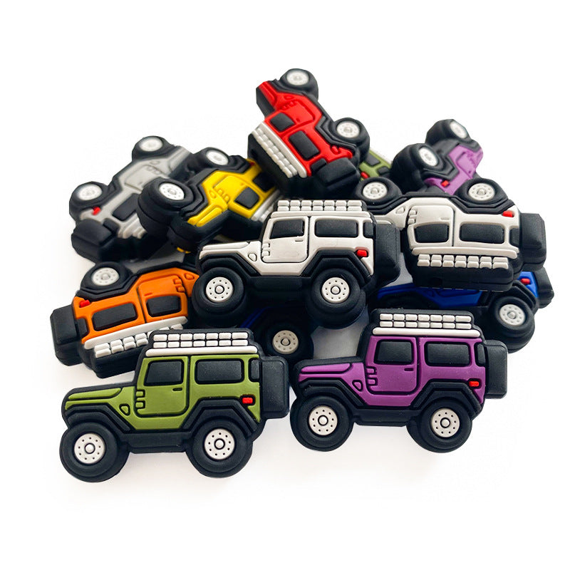 Silicone Focal Beads Car Side Profile Front View 10pcs 2