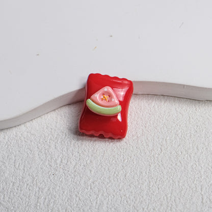 Fruit Snack Bag Acrylic Square Beads 23mm Glossy Detailed 10pcs 6