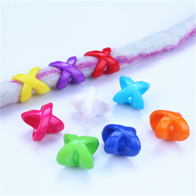 Cross Shaped Plastic Acrylic Beads 13mm Mixed Colors 100pcs 2