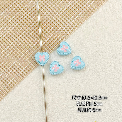 Bone and Heart Metal Beads 15mm and 10mm Baking Painted Alloy 10pcs 18