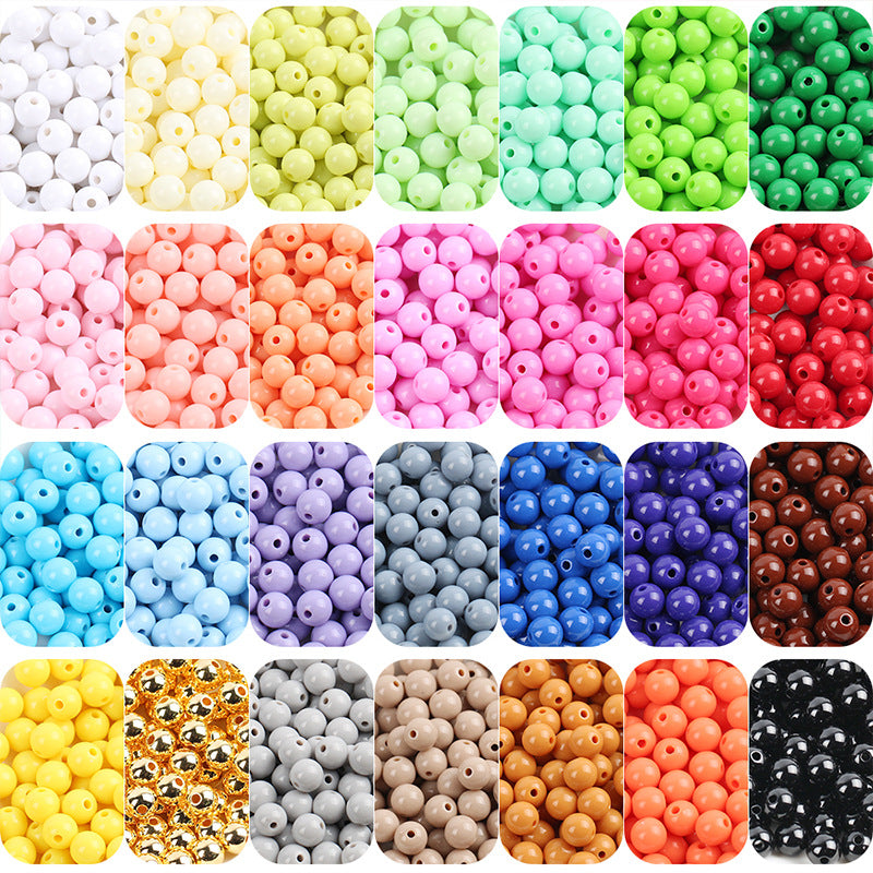 Solid Color Round Acrylic Beads 6mm Glossy Finish 600pcs