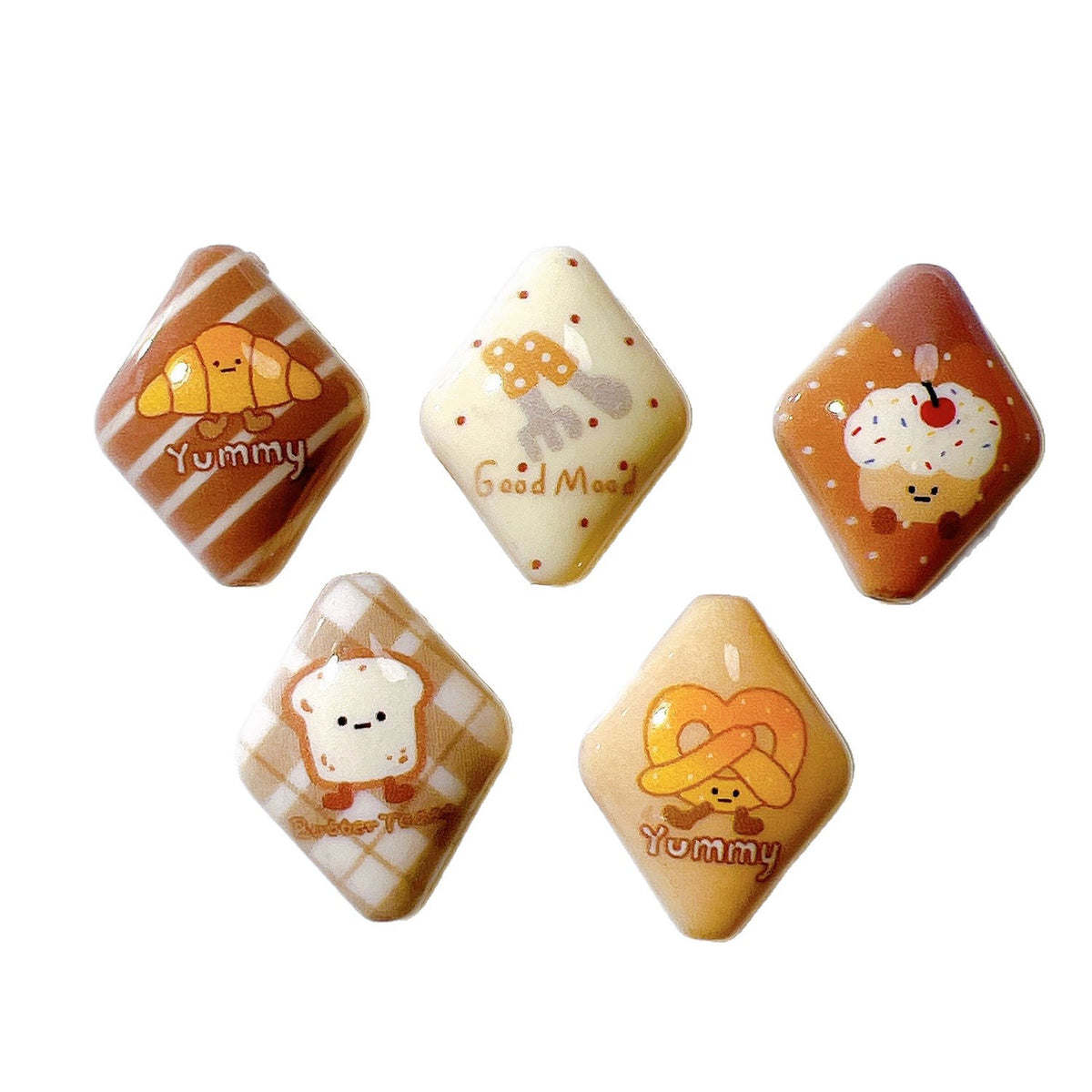 Rhombus Acrylic Beads 18x23mm Cartoon Bakery Pastry Design 10pcs 5