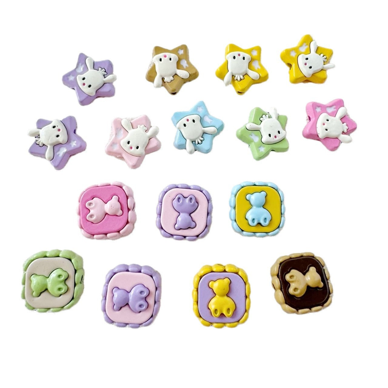 Star Shaped Metal Beads Adorable Painted Animals Glossy Alloy 10pcs