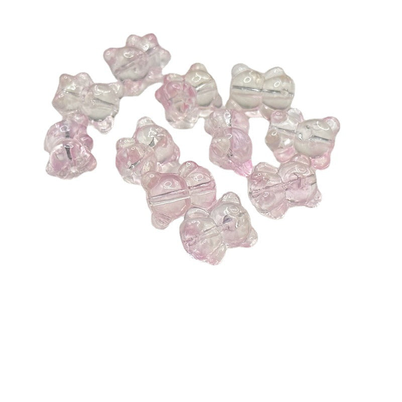 Transparent Bear Glass Beads 13x16mm Pastel Colors 100pcs 5