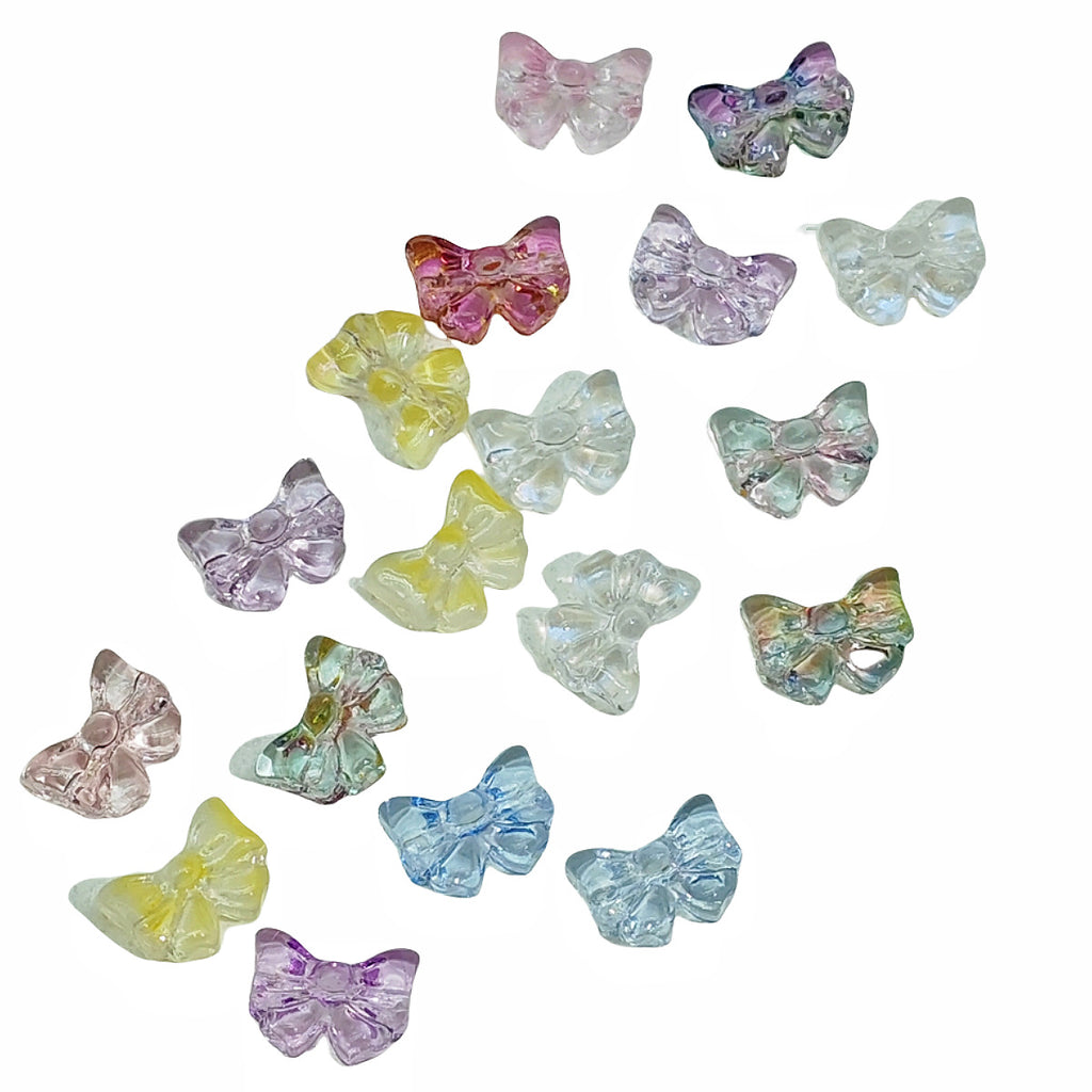 Sweet Bow Glass Beads 14mm Transparent Pastel Mixed Colors 50pcs 5