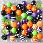 Bubblegum Beads 20mm Orange Purple Black Green Rhinestone Chunky Mix 50pcs 2