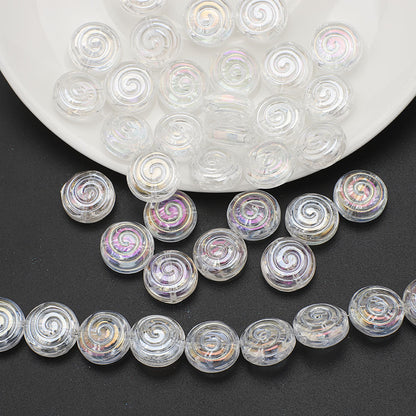 Electroplated Flat Spiral Glass Beads 12mm Metallic Iridescent 30pcs 20