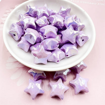 Glow Star Acrylic Beads 20mm UV Plated Cream Colors 10pcs 8