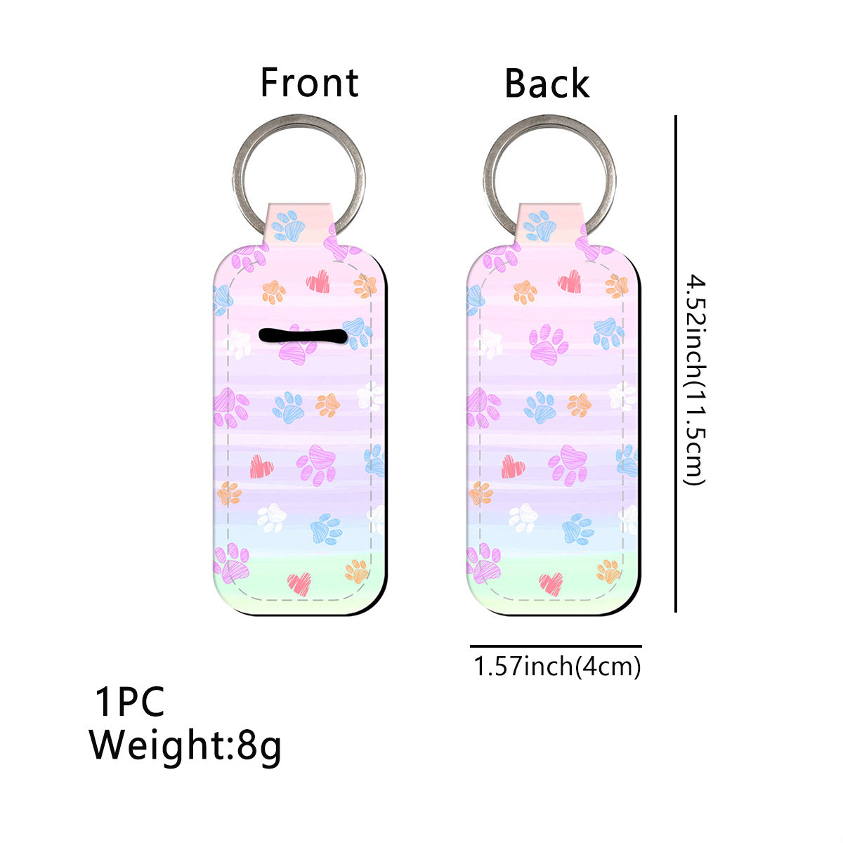 Paw Print Chapstick Holder Neoprene Functional Keychain 3pcs 9