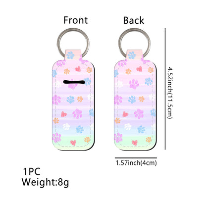 Paw Print Chapstick Holder Neoprene Functional Keychain 3pcs 9