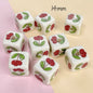 Cream Cartoon Printed Square Acrylic Beads 14mm 20pcs 14