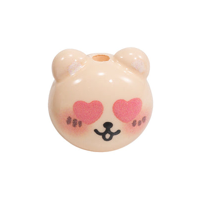 Cartoon Character Bear Head Acrylic Beads 17mm Colorful 10pcs 38