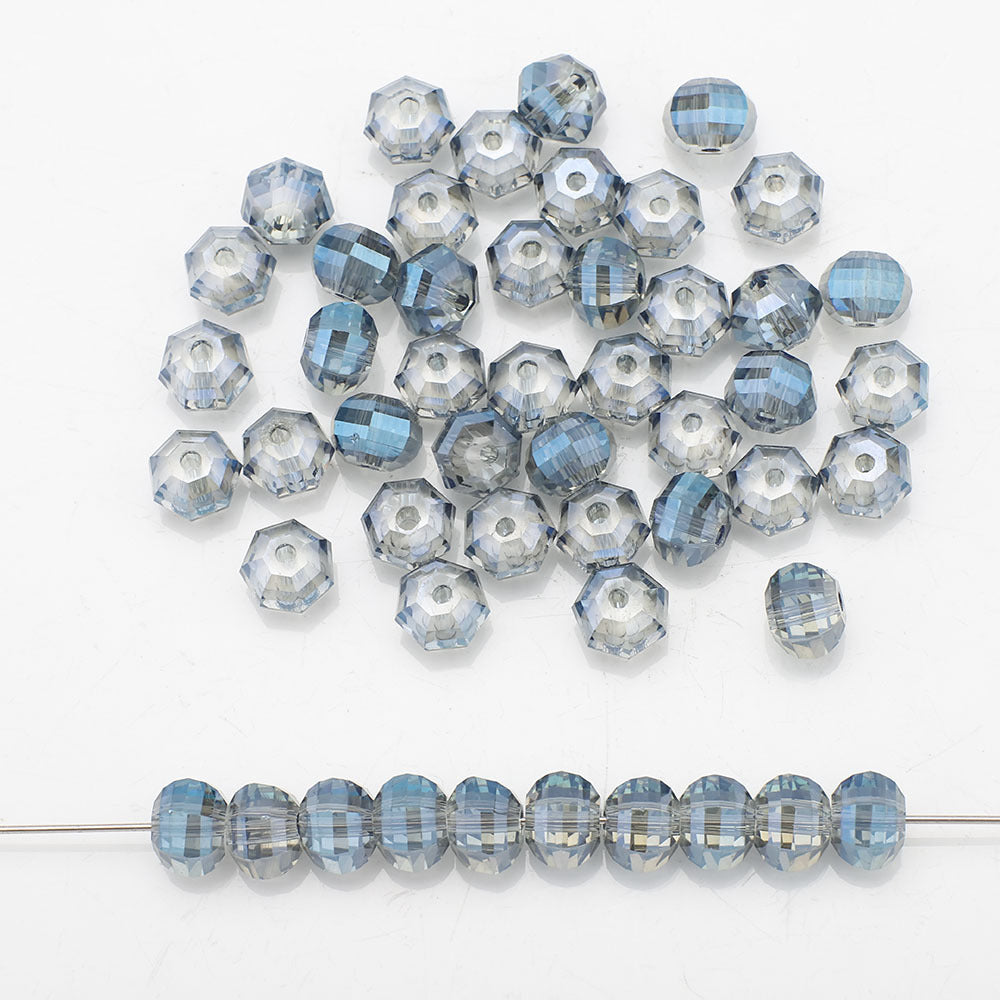 Glass Faceted Spacer Beads 8mm Plating Metallic Color 60pcs 9