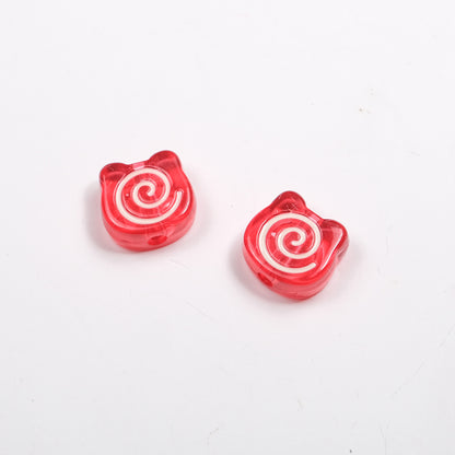 Clear Bear Biscuit Acrylic Beads 12mm Translucent Swirl 50pcs 6