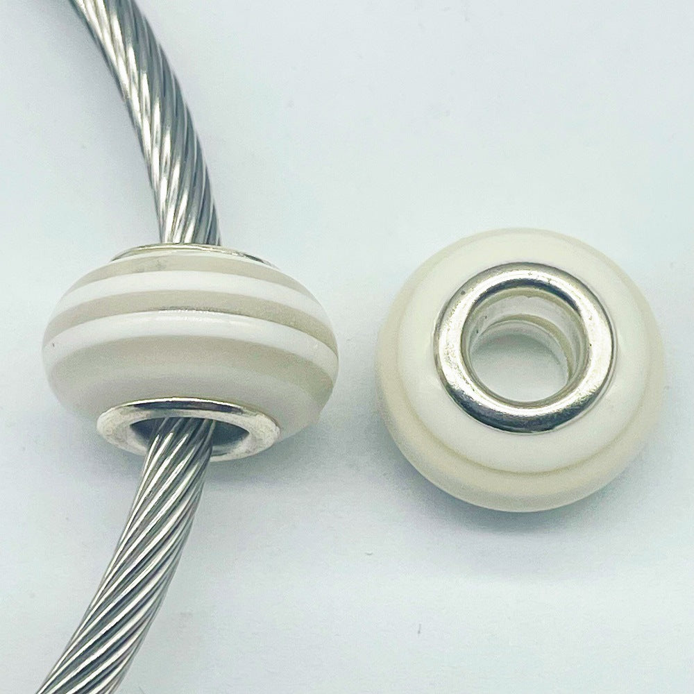 Acrylic Round Spacer Beads 14mm Rainbow Stripe Large Hole 50pcs 8