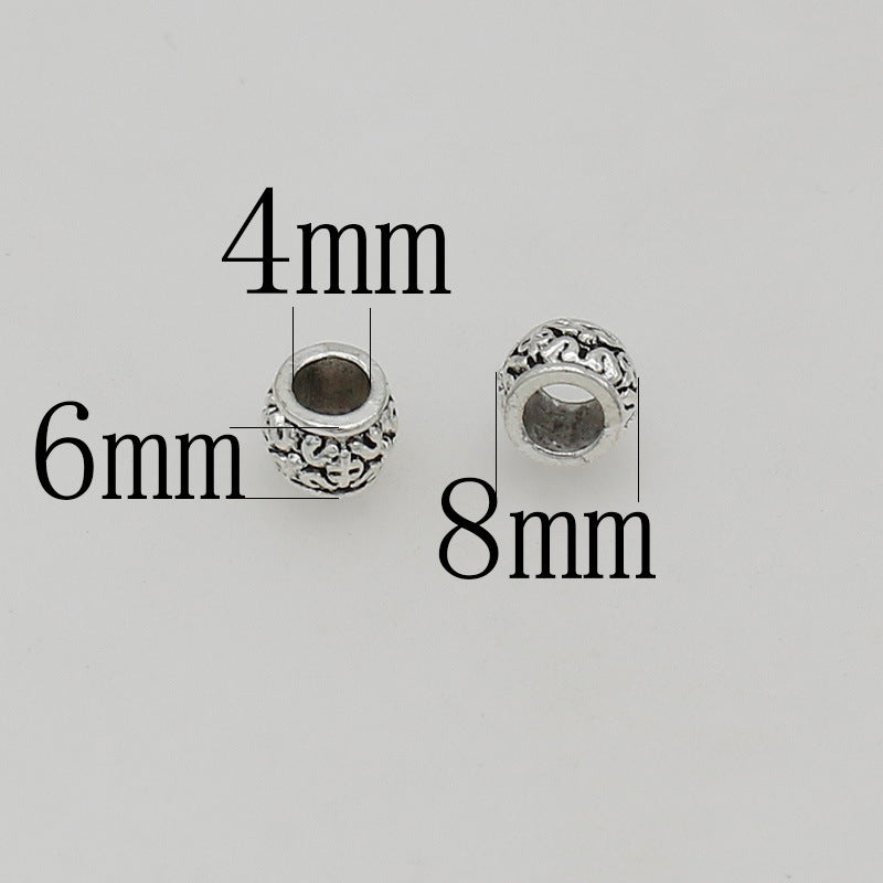 Totem Metal Beads 8mm Tibetan Silver Tone Large Hole 100pcs 6