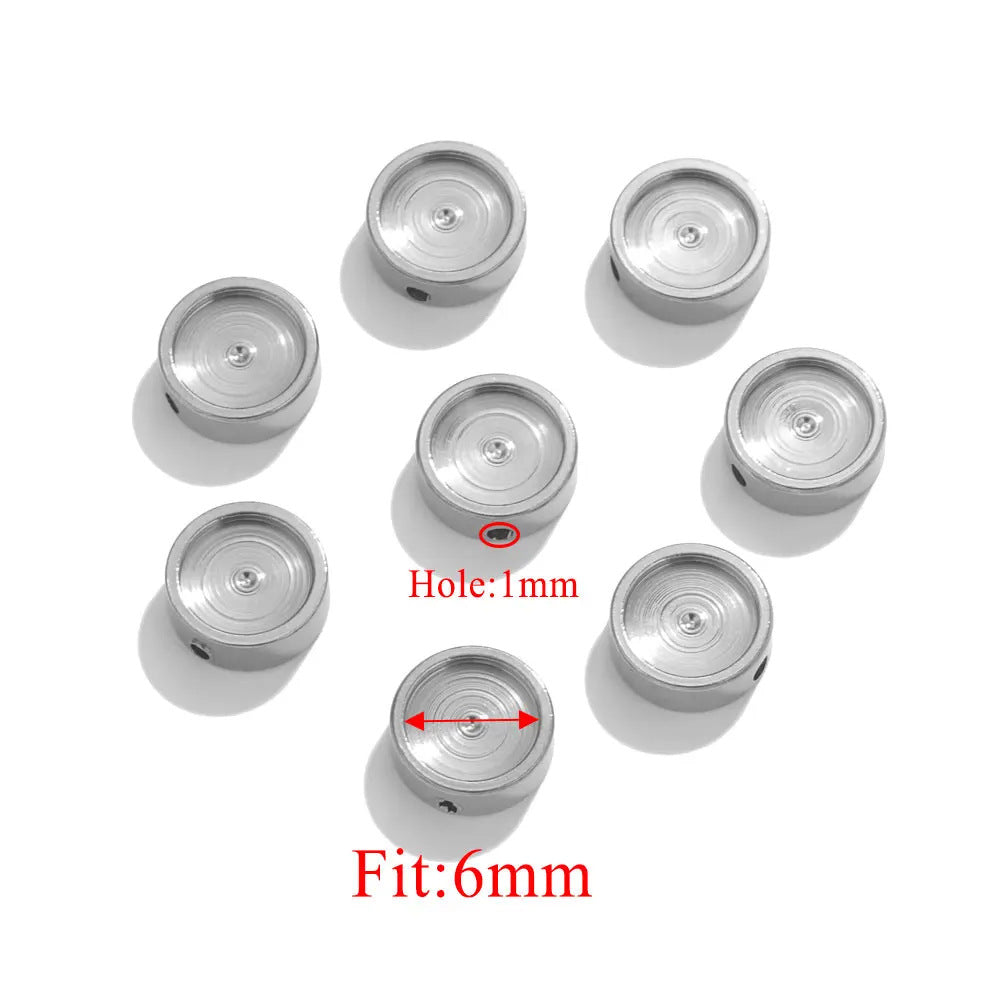 Stainless Steel Round Flat Metal Beads 6/8/10mm Concave 10pcs 6