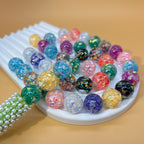 Glitter Resin Beads 16mm Round Glossy Multicolor Sparkle 30pcs