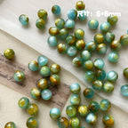 Oil Painting Gradient Resin Beads 8-10mm Glossy Blue Green 50pcs 5