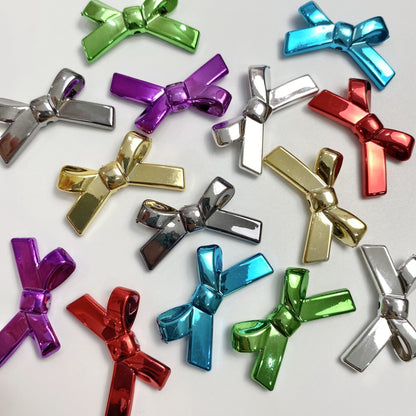UV Plating Cross Shaped Bow Acrylic Beads 20mm 60pcs 13