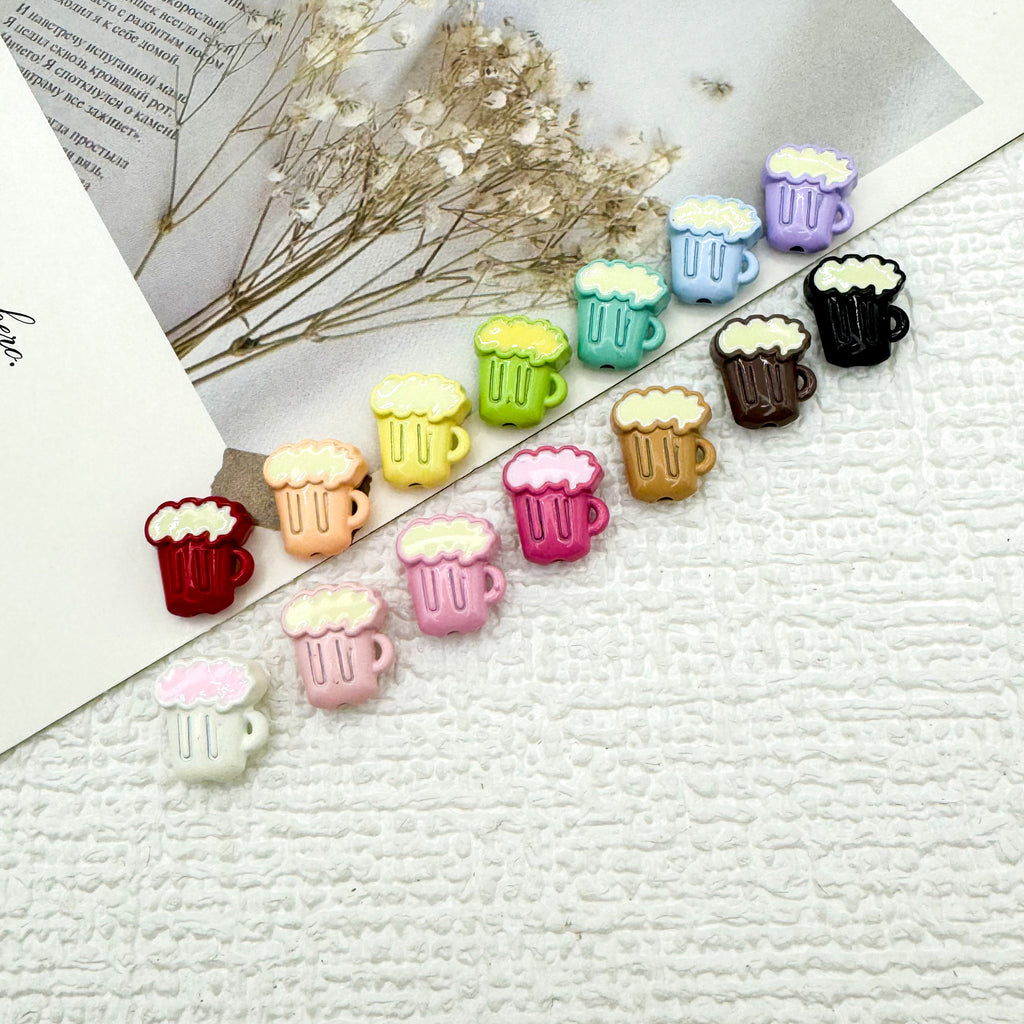 Beer Cup Metal Beads 11mm Hand Painted Enamel Alloy 10pcs 2