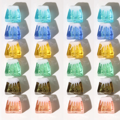 Lampwork Square Glass Beads 18mm Glow In The Dark Japan Fuji Mountain 25pcs